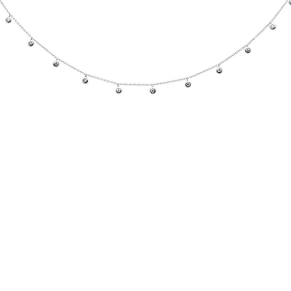 <span>DIAMOND CLOSEOUT! </span>.20ct G SI 14K White Gold Diamond Drop Style Diamond by the Yard Pendant Necklace 18"