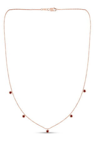 <span>GEMSTONE CLOSEOUT! </span> .32ct 14K Rose Gold Natural Ruby Gemstone Diamond by the Yard Pendant Necklace 18"