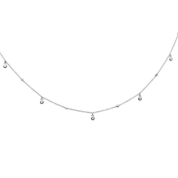 <span>DIAMOND CLOSEOUT! </span>.13ct G SI 14K White Gold Diamond Drop Style Diamond by the Yard Pendant Necklace 18"