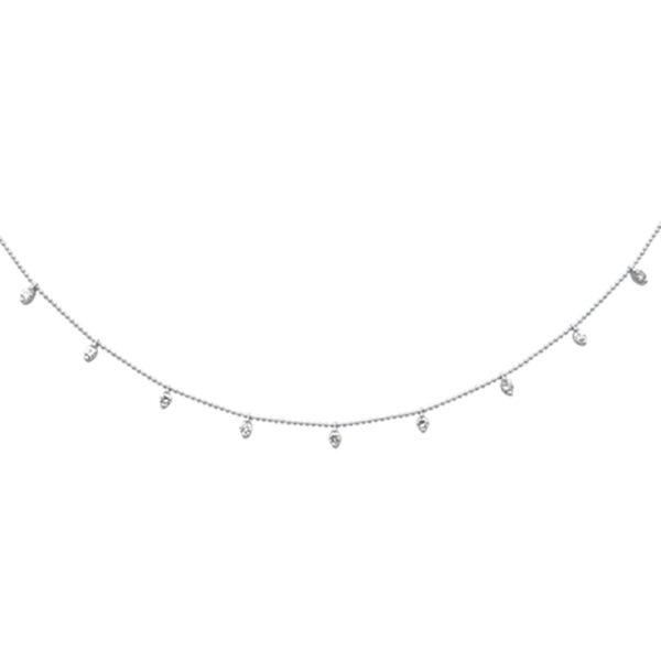 <span style="color:purple">SPECIAL!</span> .86ct G SI 14K White Gold Diamond Bead Style Chain Dia by The Yard Pendant Necklace