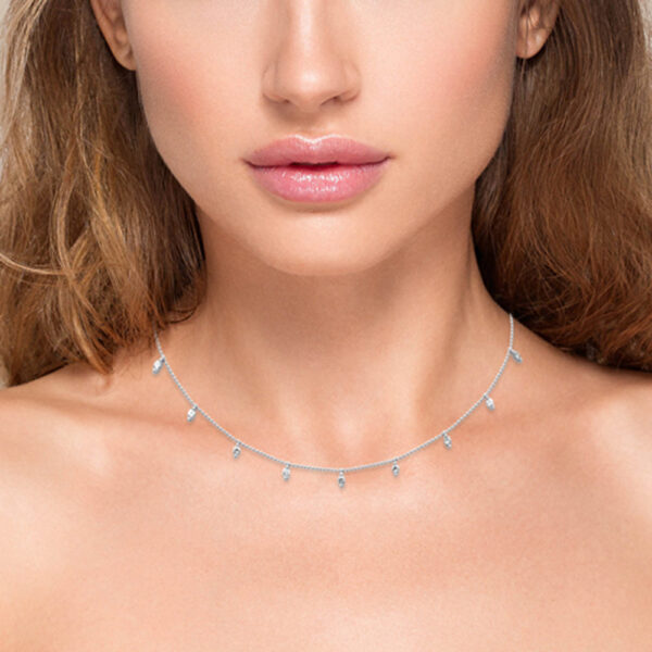 <span style="color:purple">SPECIAL!</span> .86ct G SI 14K White Gold Diamond Bead Style Chain Dia by The Yard Pendant Necklace - Image 2