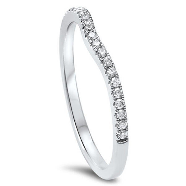 .13cts 14kt White Gold Round Diamond Curved Accent Wedding Anniversary Band Size 6.5 - Image 2