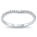 .13cts 14kt White Gold Round Diamond Curved Accent Wedding Anniversary Band Size 6.5
