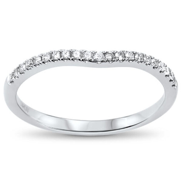 .13cts 14kt White Gold Round Diamond Curved Accent Wedding Anniversary Band Size 6.5