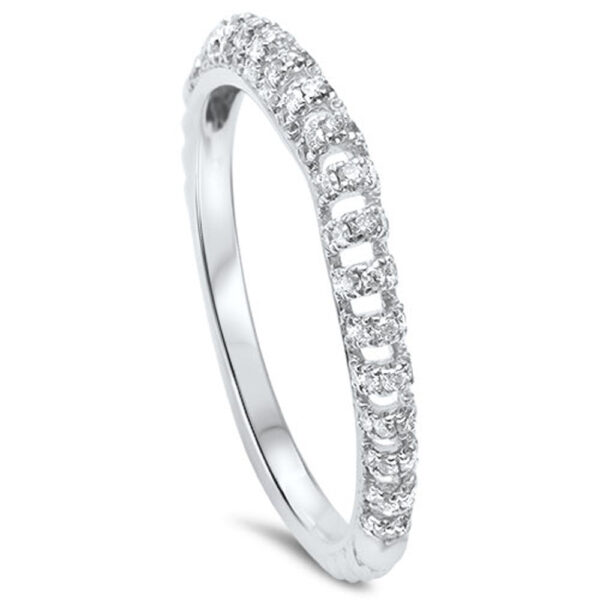 <span style="color:purple">SPECIAL!</span> .24cts Modern F-VS2 Round Diamond Wedding Anniversary Band Size 6.5 - Image 2