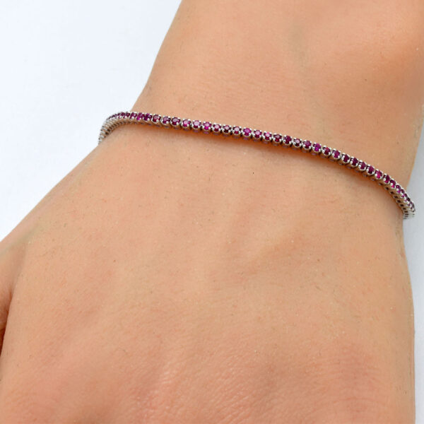 <span style="color:purple">SPECIAL!</span> 1.62ct G SI 14K White Gold Natural Ruby Tennis Bracelet 7" - Image 2
