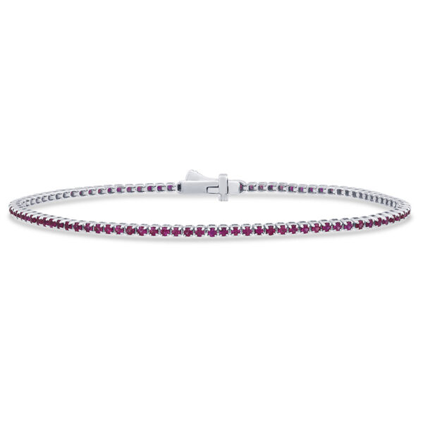 <span style="color:purple">SPECIAL!</span> 1.62ct G SI 14K White Gold Natural Ruby Tennis Bracelet 7"