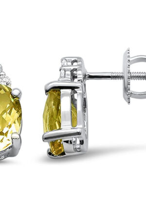 <span>GEMSTONE CLOSEOUT </span>! 2.29ct 10K White Gold Lemon Gemstone & Diamond Earrings
