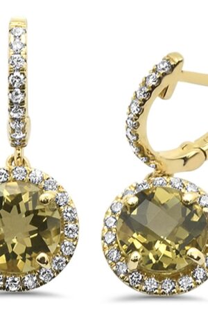 <span>GEMSTONE CLOSEOUT! </span> 2.75cts 10k Yellow Gold Round Olive & Diamond Earrings
