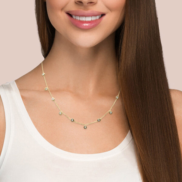 <span>DIAMOND CLOSEOUT! </span> .36ct G SI 14K Yellow Gold Diamond by the Yard Necklace 18" - Image 2