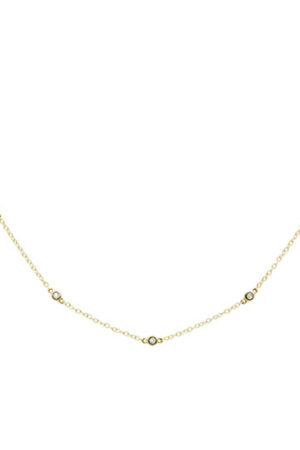 <span>DIAMOND CLOSEOUT! </span> .50ct 14k Yellow Gold Diamond by The Yard Pendant Necklace 16+2" Ext.