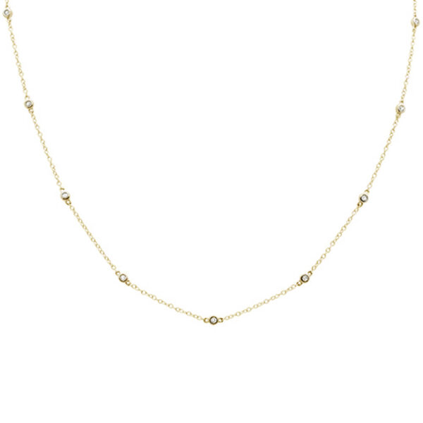 <span>DIAMOND CLOSEOUT! </span> .50ct 14k Yellow Gold Diamond by The Yard Pendant Necklace 16+2" Ext.