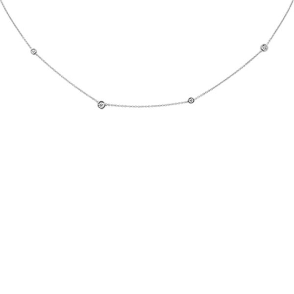 <span>DIAMOND CLOSEOUT! </span>.06ct G SI 14K White Gold Diamond Illusion Setting Diamond By the Yard Pendant Necklace 18"