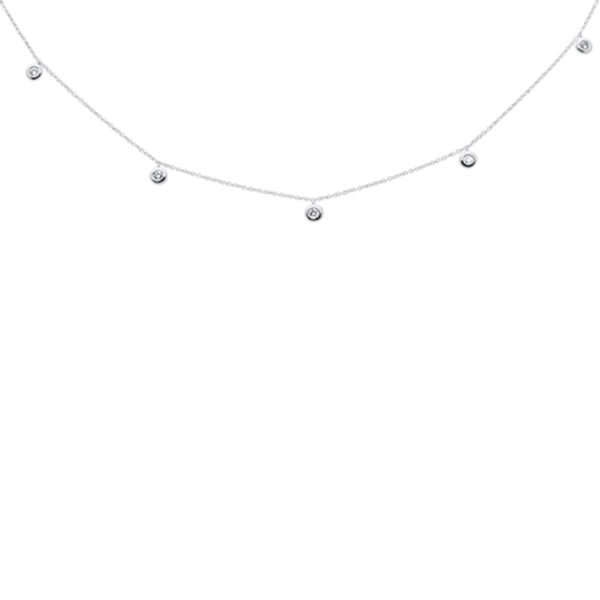 <span style="color:purple">SPECIAL!</span> .26ct G SI 14K White Gold Diamond Drop Style Diamond by the Yard Pendant Necklace 18"