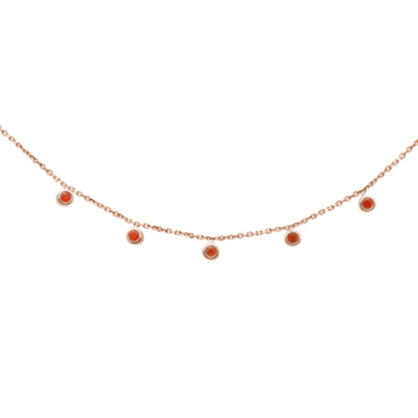 <span>GEMSTONE CLOSEOUT! </span> .14ct 14K Rose Gold Natural Ruby Gemstone by the Yard Pendant Necklace 18"