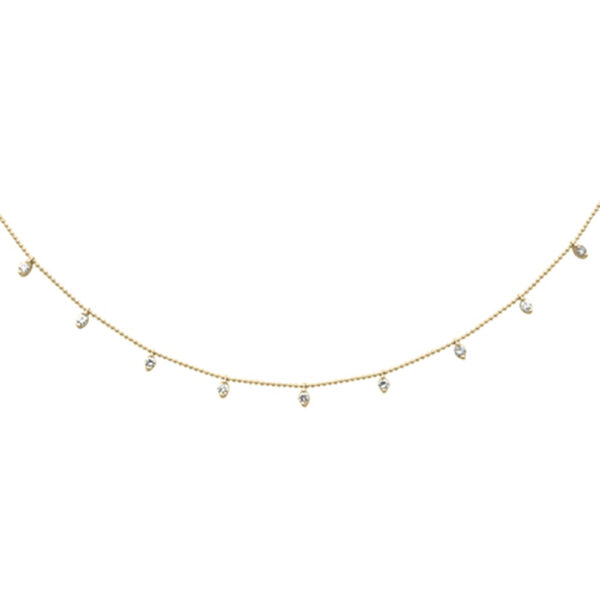 <span style="color:purple">SPECIAL!</span> .84ct G SI 14K Yellow Gold Diamond Bead Style Chain Dia by The Yard Pendant Necklace