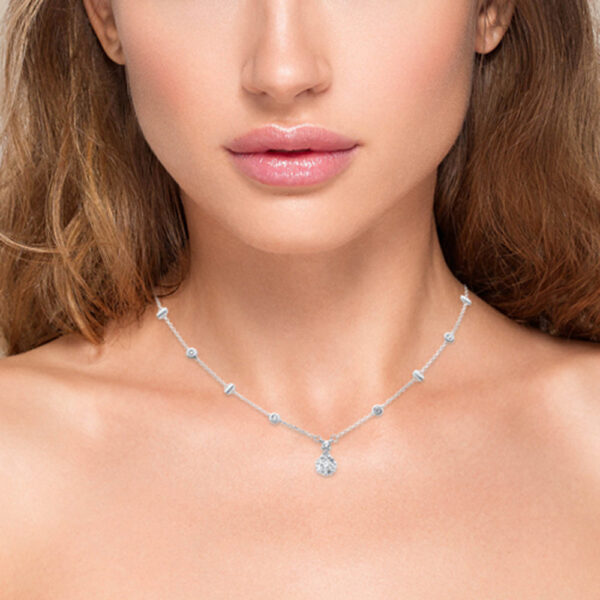 <span>DIAMOND CLOSEOUT! </span>.32ct G SI 14K White Gold Diamond Round Shaped Dia by the Yard Pendant Necklace - Image 2