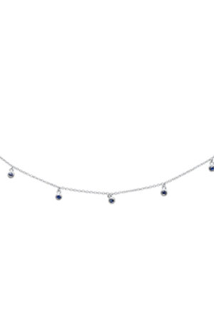 <span>GEMSTONE CLOSEOUT! </span> .31ct G SI 14K White Gold Blue Sapphire Gemstone By the Yard Style Pendant Necklace