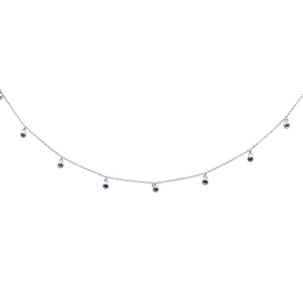 <span>GEMSTONE CLOSEOUT! </span> .31ct G SI 14K White Gold Blue Sapphire Gemstone By the Yard Style Pendant Necklace
