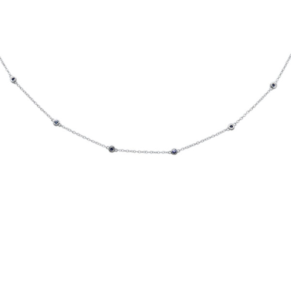 <span>GEMSTONE CLOSEOUT! </span> .62ct G SI 14K White Gold Blue Sapphire Gemstone By the Yard Style Pendant Necklace