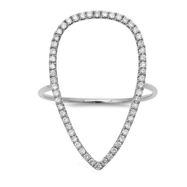 <span>DIAMOND CLOSEOUT! </span>.31ct 14kt White Gold Diamond Pear Cut out Modern Fine Ring Size 6.5